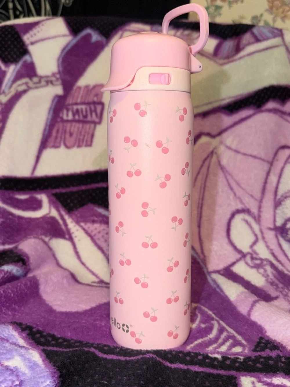 ello Pink Cherry Stainless Water Bottle with Flip Handle